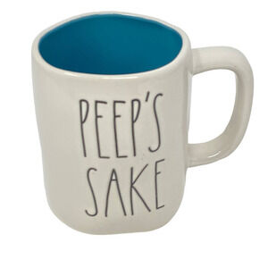 Rae Dunn Artisan Collection By Magenta PEEPS SAKE White Blue Ceramic Coffee Mug
